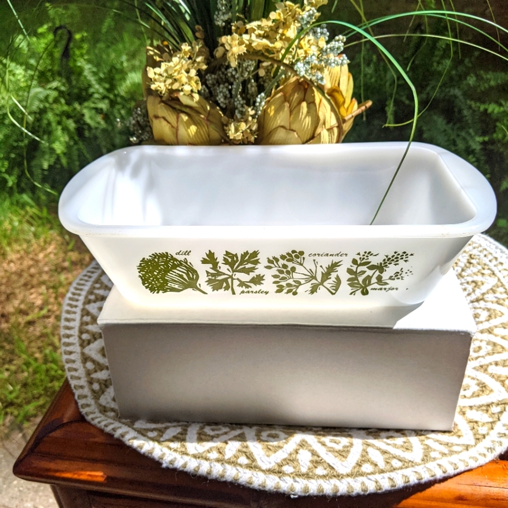 Glasbake Green Herbs Loaf Pan